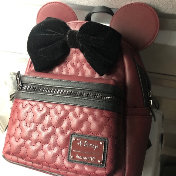 Disney Loungefly Backpack in Maroon / Burgundy (LIKE NEW) - Picture 2 of 4
